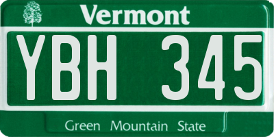VT license plate YBH345