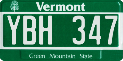 VT license plate YBH347