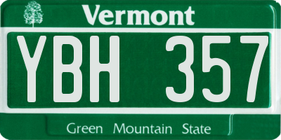 VT license plate YBH357
