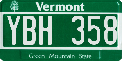 VT license plate YBH358