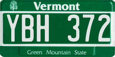 VT license plate YBH372