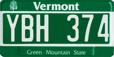 VT license plate YBH374