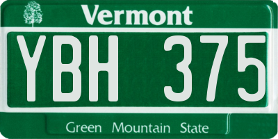 VT license plate YBH375