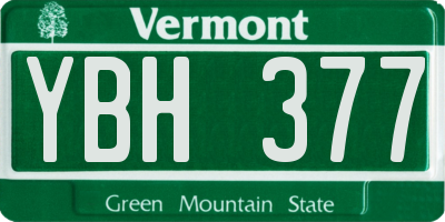 VT license plate YBH377