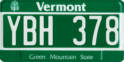 VT license plate YBH378