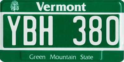 VT license plate YBH380