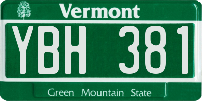 VT license plate YBH381