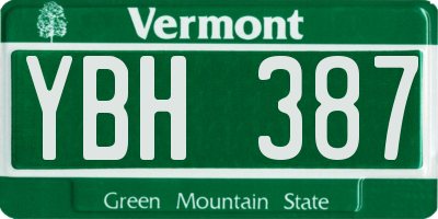 VT license plate YBH387
