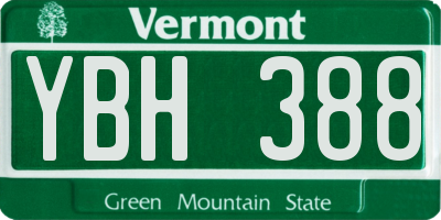 VT license plate YBH388