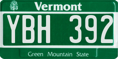 VT license plate YBH392