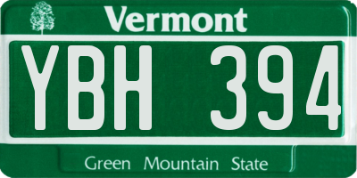 VT license plate YBH394