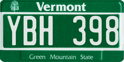 VT license plate YBH398
