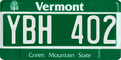 VT license plate YBH402