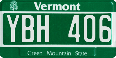 VT license plate YBH406