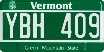 VT license plate YBH409