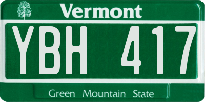 VT license plate YBH417