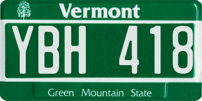 VT license plate YBH418