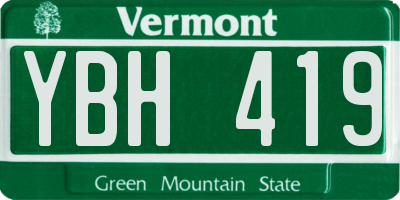 VT license plate YBH419
