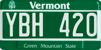 VT license plate YBH420