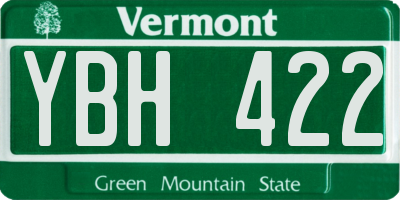 VT license plate YBH422