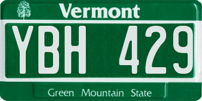 VT license plate YBH429