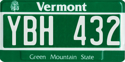VT license plate YBH432