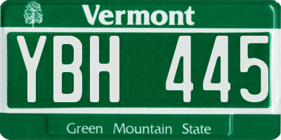VT license plate YBH445