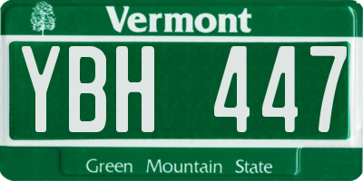 VT license plate YBH447