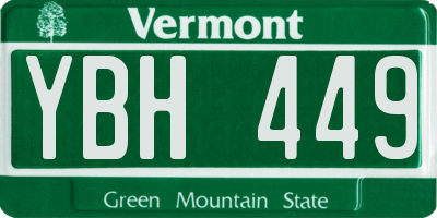 VT license plate YBH449