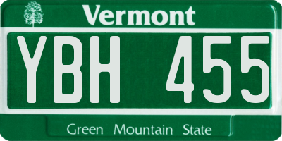 VT license plate YBH455