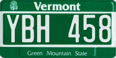 VT license plate YBH458