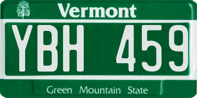 VT license plate YBH459