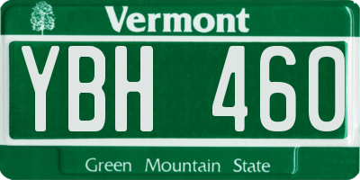 VT license plate YBH460