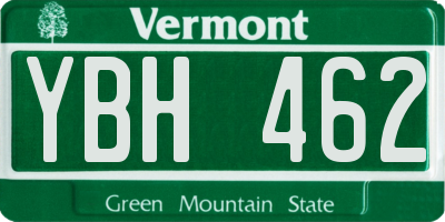 VT license plate YBH462