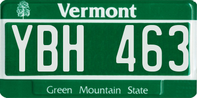 VT license plate YBH463