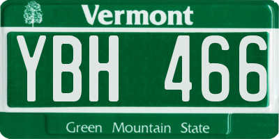 VT license plate YBH466