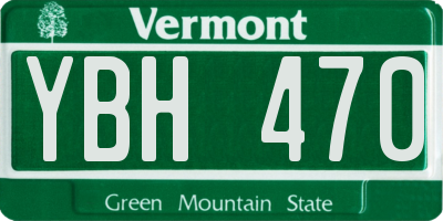 VT license plate YBH470