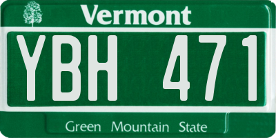 VT license plate YBH471