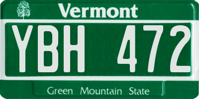 VT license plate YBH472
