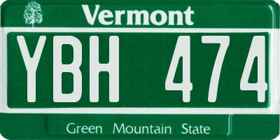 VT license plate YBH474