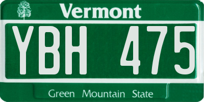 VT license plate YBH475