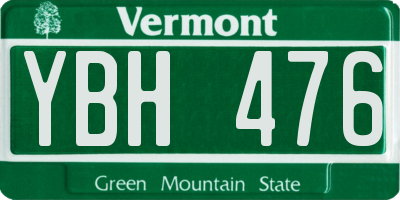 VT license plate YBH476