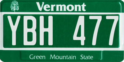 VT license plate YBH477