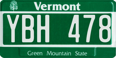 VT license plate YBH478