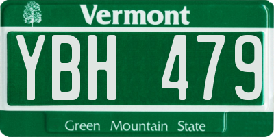 VT license plate YBH479