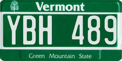 VT license plate YBH489