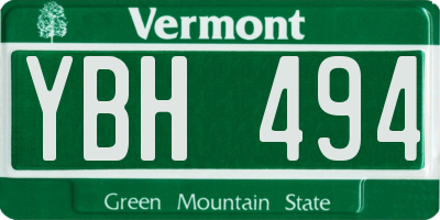 VT license plate YBH494