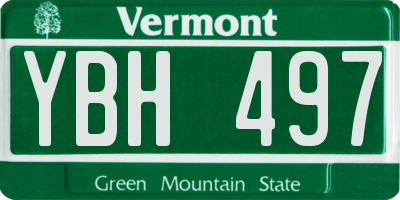 VT license plate YBH497
