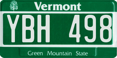 VT license plate YBH498