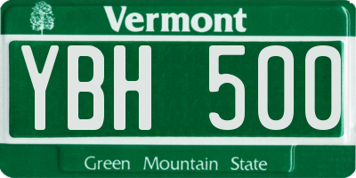 VT license plate YBH500